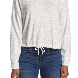 Socialite Printed Drawstring Hem Sweater Size M